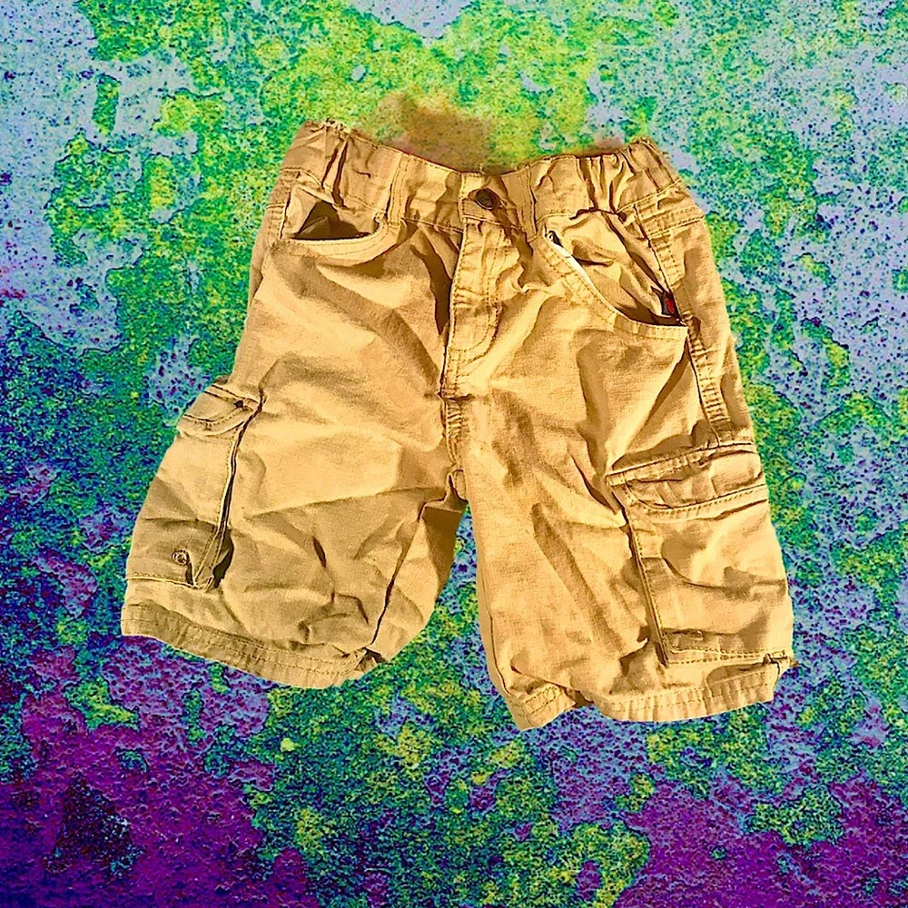Disney Vintage Mickey Mouse Logo Licensed Khaki Cargo Shorts 5T